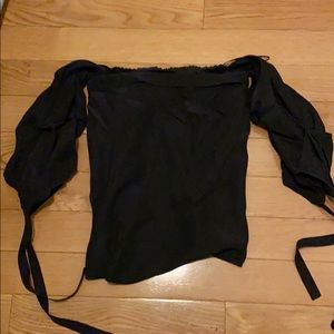 Club Monaco Black Off-Shoulder Silk Top